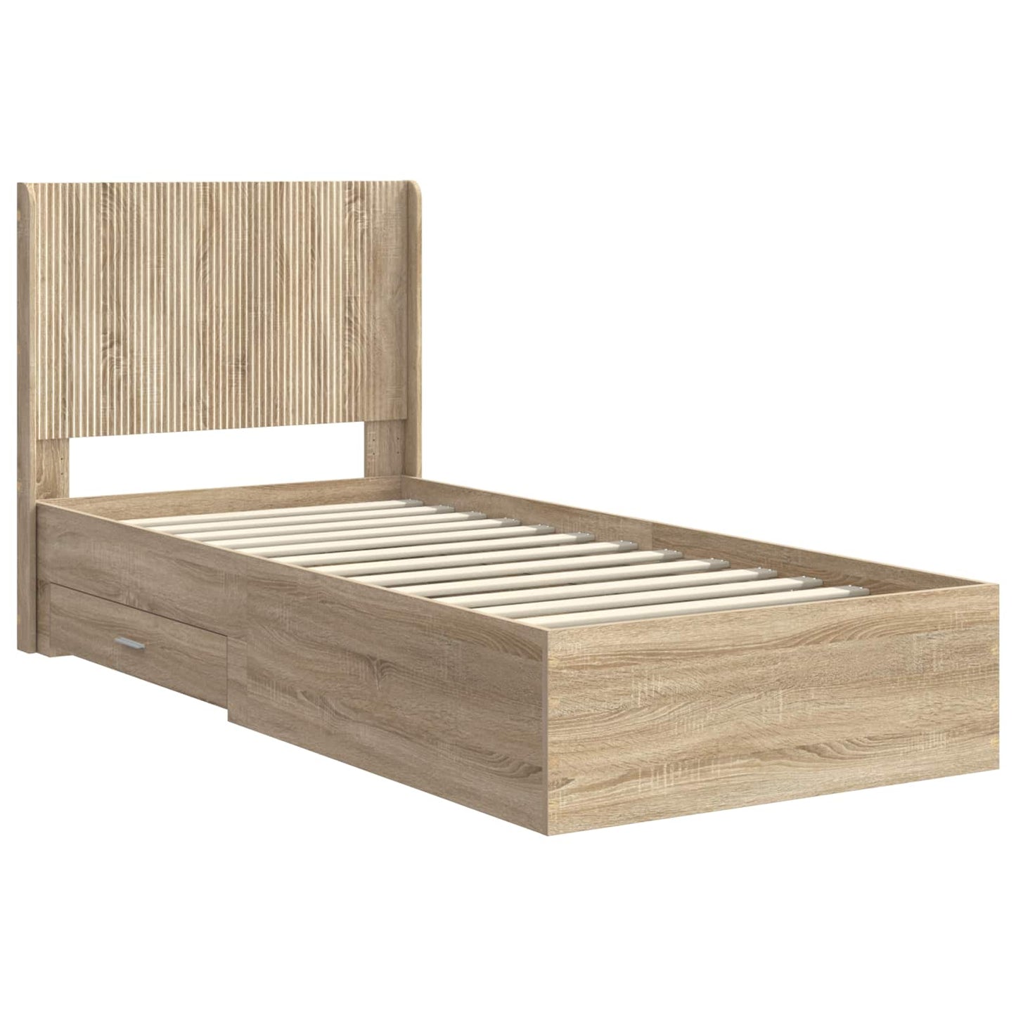 Bed Frame with Storage and Headboard Sonoma Oak Engineered Wood