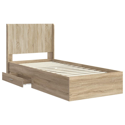 Bed Frame with Storage and Headboard Sonoma Oak Engineered Wood
