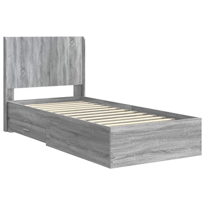 Bed Frame with Storage and Headboard Grey Sonoma