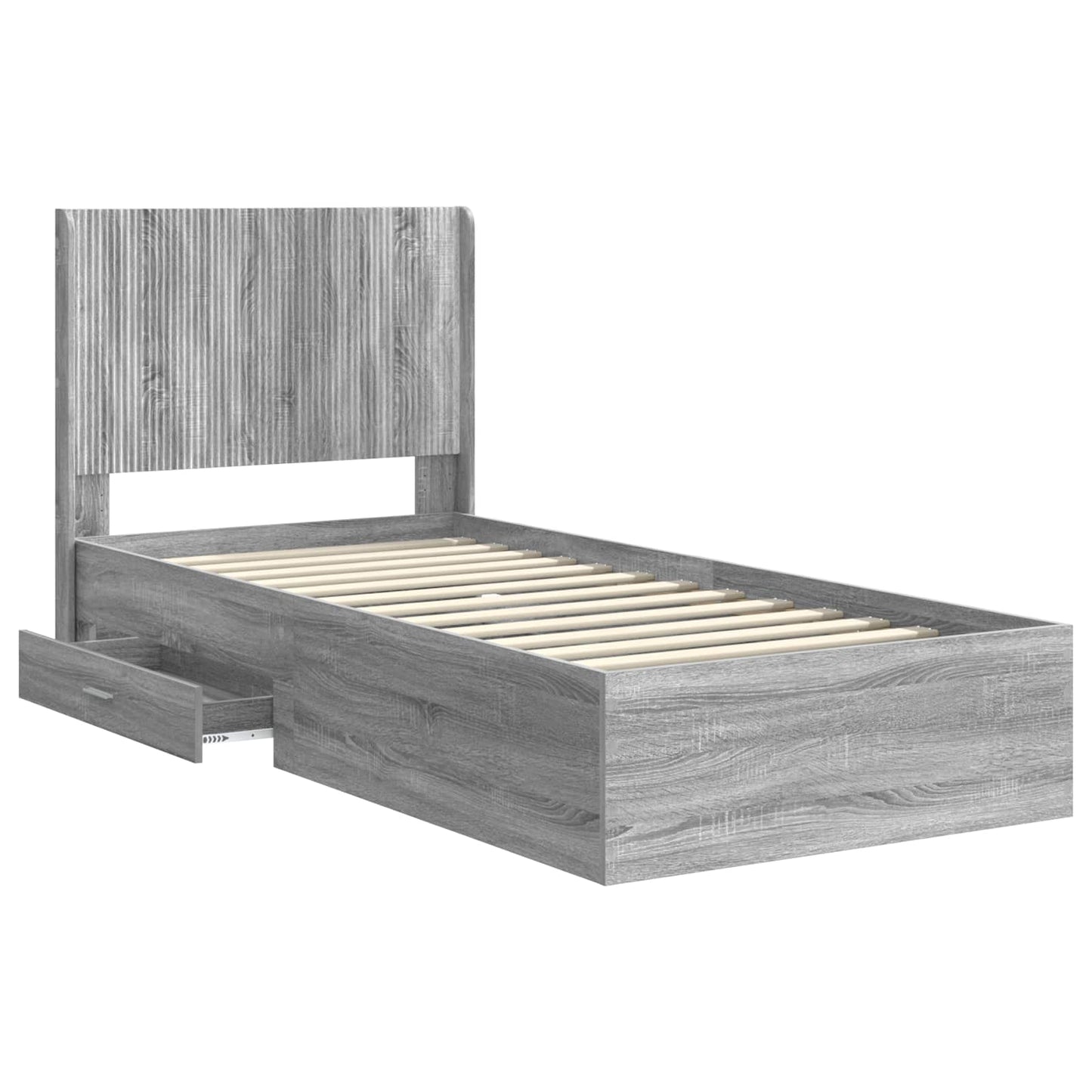 Bed Frame with Storage and Headboard Grey Sonoma