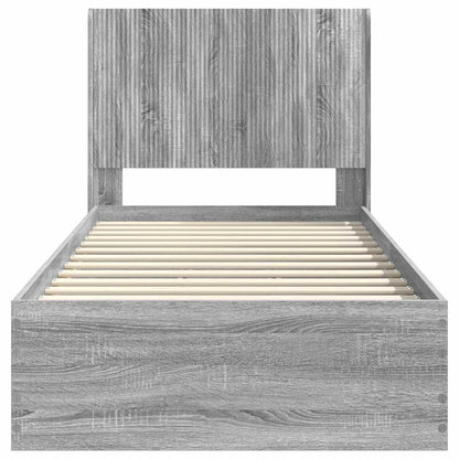 Bed Frame with Storage and Headboard Grey Sonoma