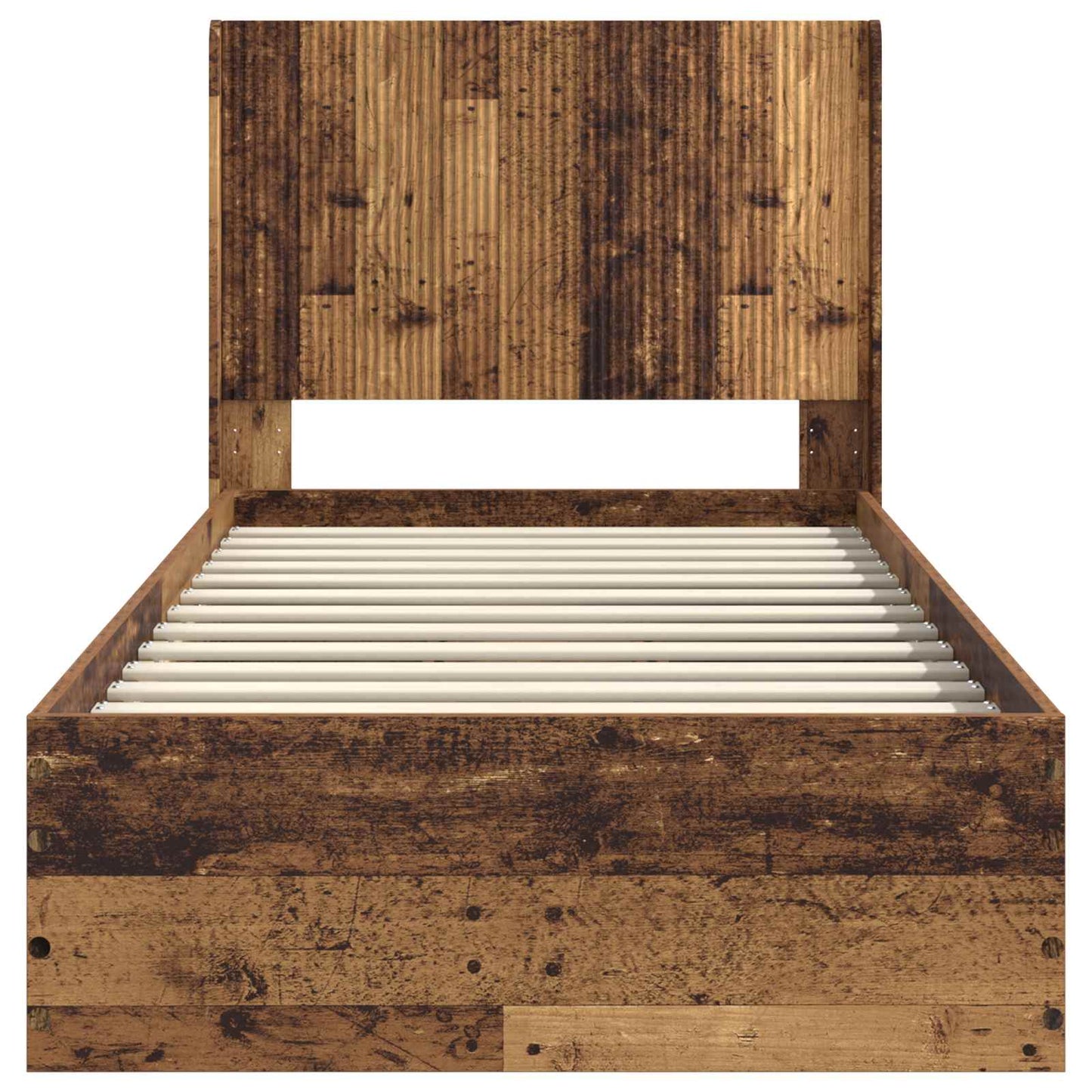 Bed Frame with Storage and Headboard Old Wood 90 x 190 cm