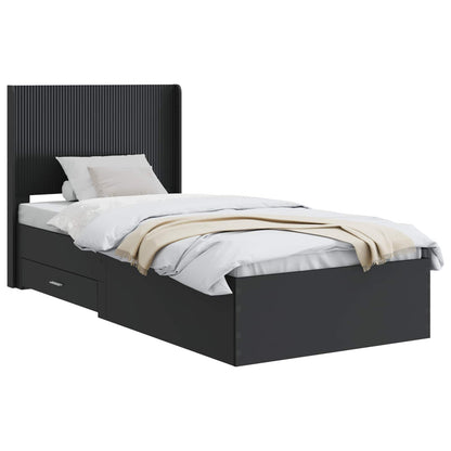 Bed Frame with Storage and Headboard Black 75 x 190 cm