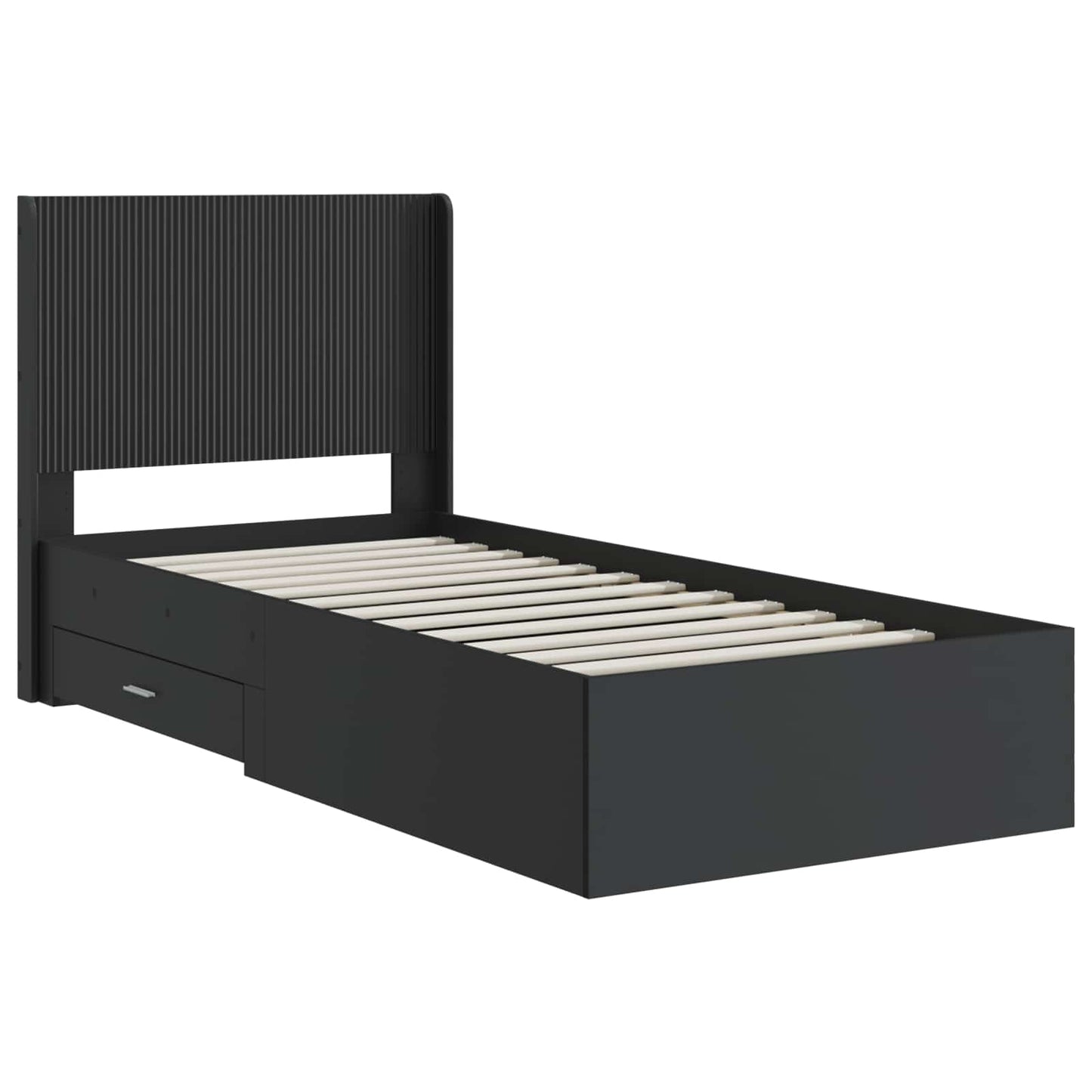 Bed Frame with Storage and Headboard Black 75 x 190 cm
