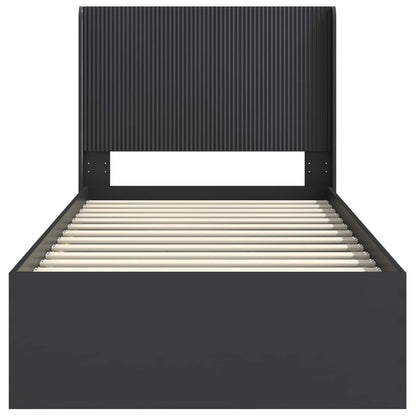 Bed Frame with Storage and Headboard Black 75 x 190 cm