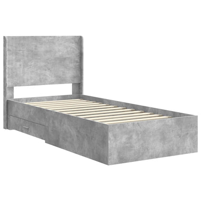 Bed Frame with Storage and Headboard Concrete Grey 75 x 190 cm