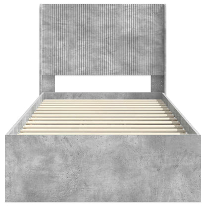 Bed Frame with Storage and Headboard Concrete Grey 75 x 190 cm