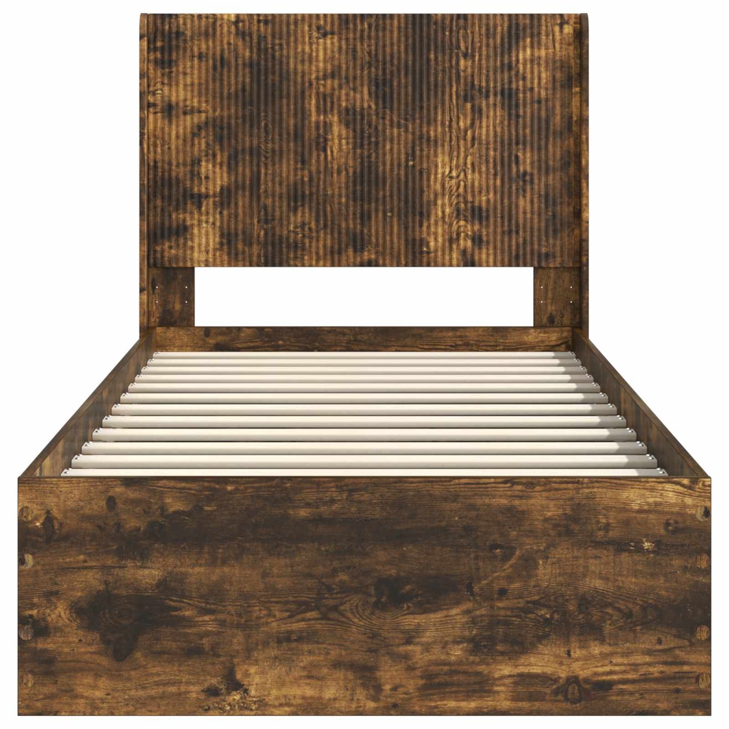 Bed Frame with Storage and Headboard Smoked Oak 75 x 190 cm