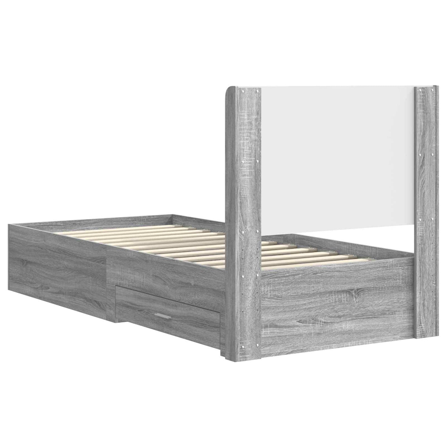 Bed Frame with Storage and Headboard Grey Sonoma 75 x 190 cm