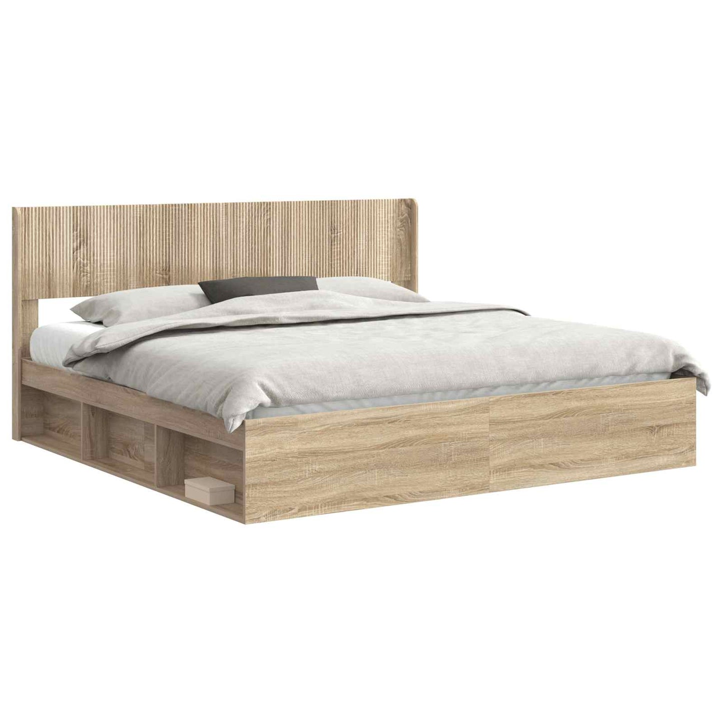 Bed Frame with Storage and Headboard 2 pcs Engineered Wood