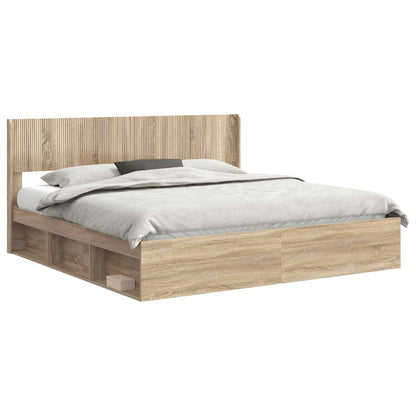 Bed Frame with Storage and Headboard 2 pcs Engineered Wood