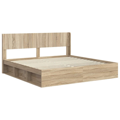 Bed Frame with Storage and Headboard 2 pcs Engineered Wood