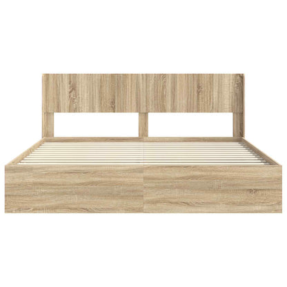 Bed Frame with Storage and Headboard 2 pcs Engineered Wood