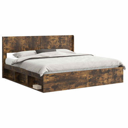Bed Frame with Storage and Headboard 2 pcs Engineered Wood