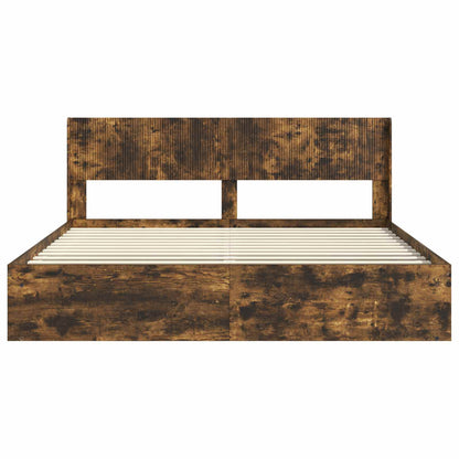 Bed Frame with Storage and Headboard 2 pcs Engineered Wood