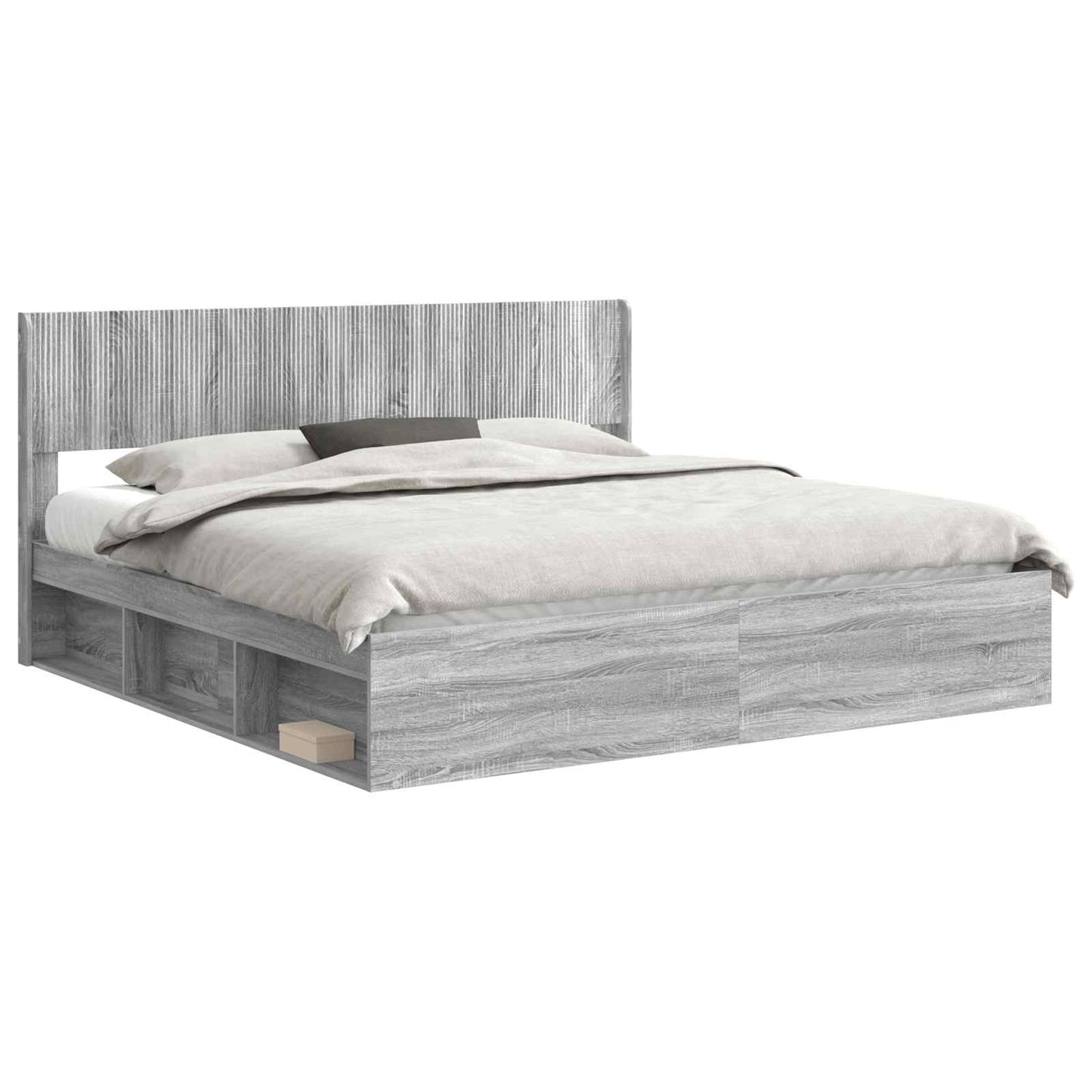 Bed Frame with Storage and Headboard 2 pcs Engineered Wood