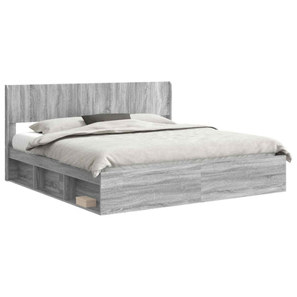 Bed Frame with Storage and Headboard 2 pcs Engineered Wood