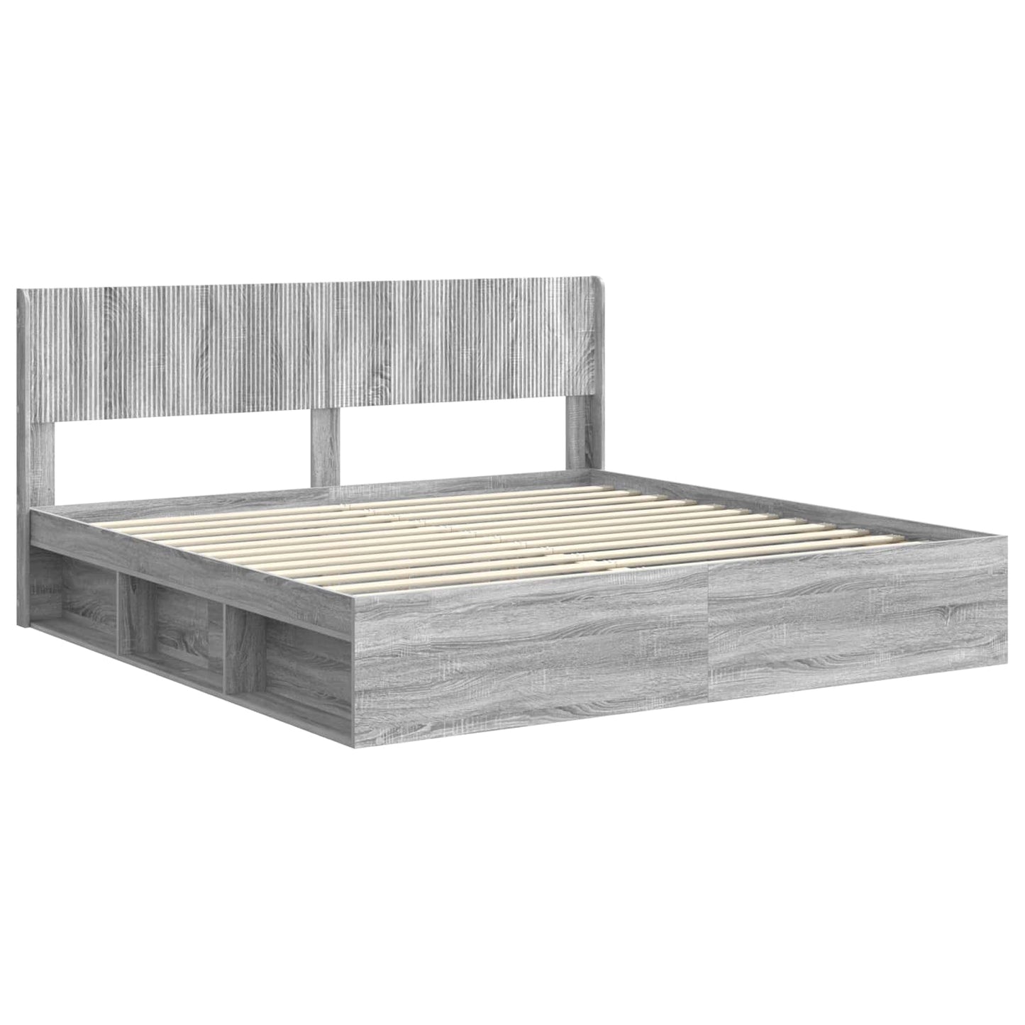 Bed Frame with Storage and Headboard 2 pcs Engineered Wood