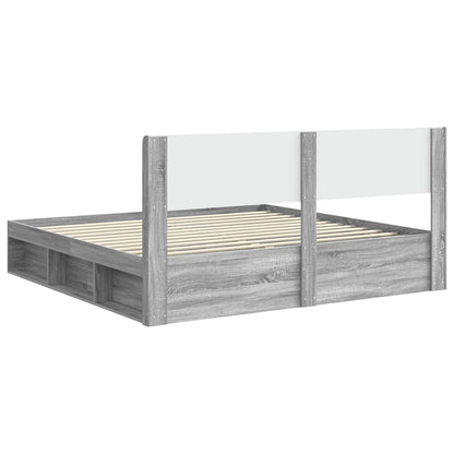 Bed Frame with Storage and Headboard 2 pcs Engineered Wood