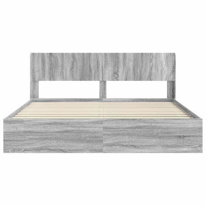 Bed Frame with Storage and Headboard 2 pcs Engineered Wood