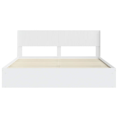 Bed Frame with Storage and Headboard White 180 x 200 cm