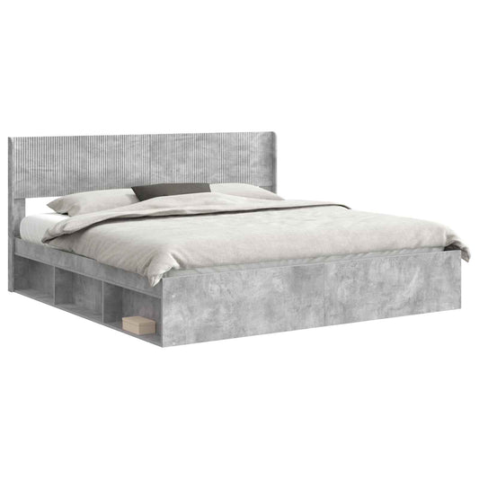 Bed Frame with Storage and Headboard Concrete Grey 180 x 200 cm
