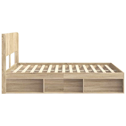 Bed Frame with Storage and Headboard Sonoma Oak 160 x 200 cm