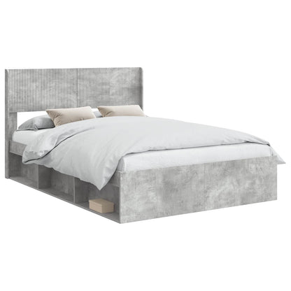 Bed Frame with Storage and Headboard Concrete Grey 160 x 200 cm