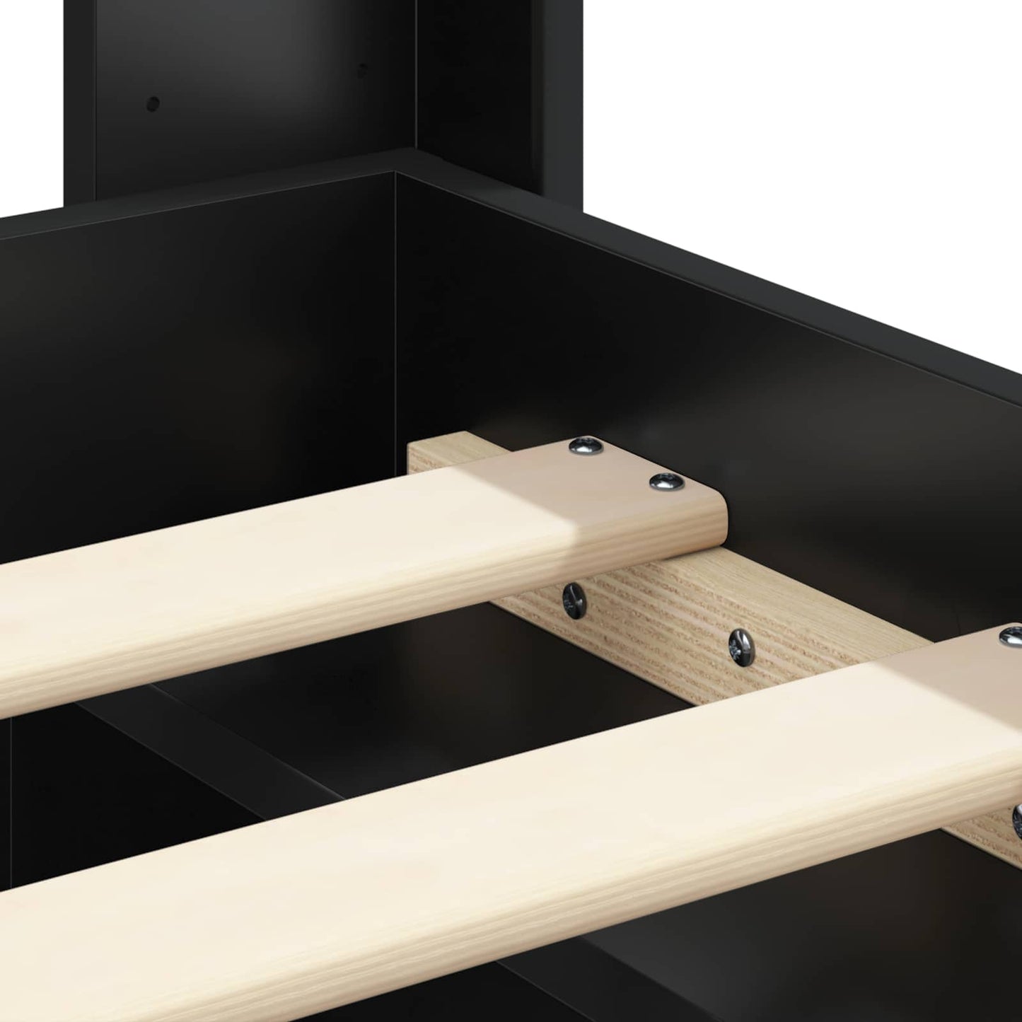 Bed Frame with Storage and Headboard Black 150 x 200 cm