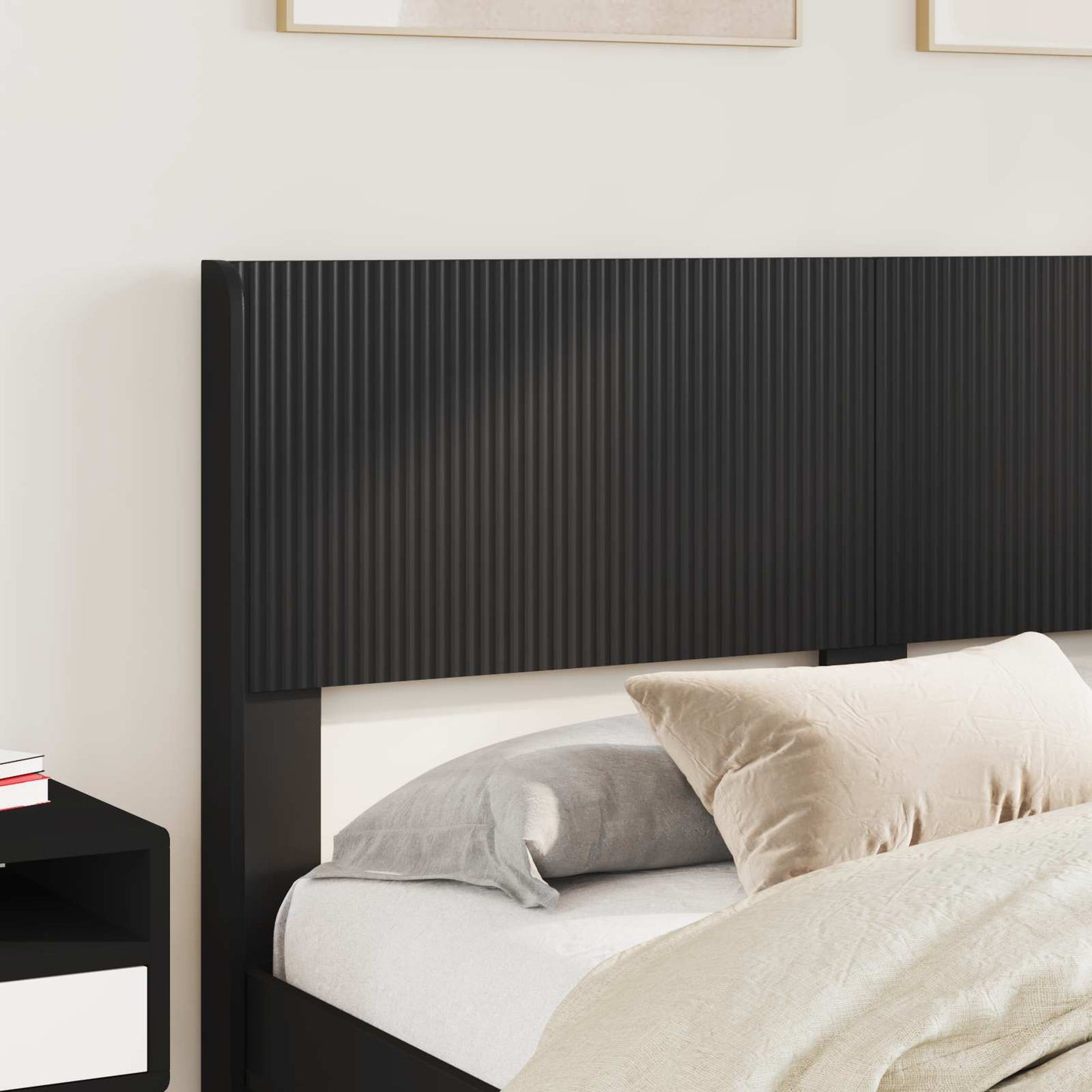 Bed Frame with Storage and Headboard Black 150 x 200 cm