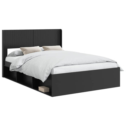 Bed Frame with Storage and Headboard Black 150 x 200 cm