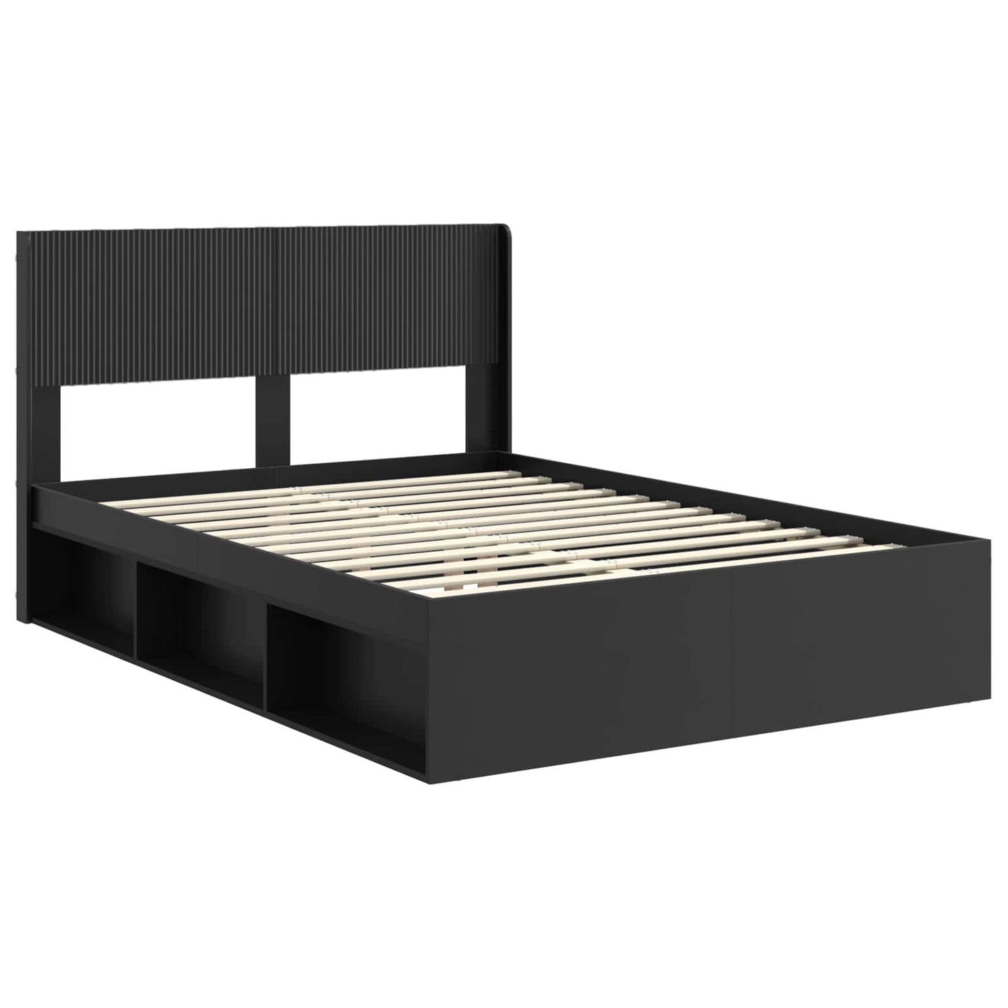 Bed Frame with Storage and Headboard Black 150 x 200 cm