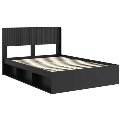 Bed Frame with Storage and Headboard Black 150 x 200 cm