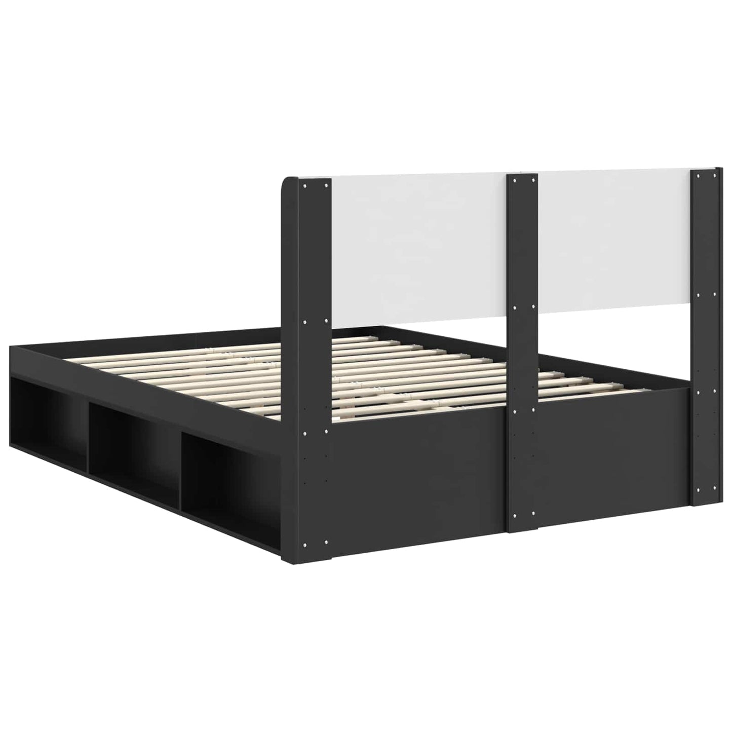 Bed Frame with Storage and Headboard Black 150 x 200 cm