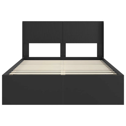 Bed Frame with Storage and Headboard Black 150 x 200 cm
