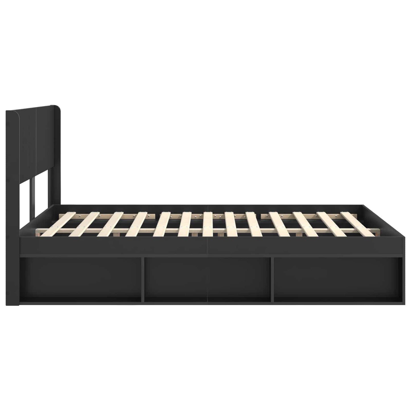 Bed Frame with Storage and Headboard Black 150 x 200 cm