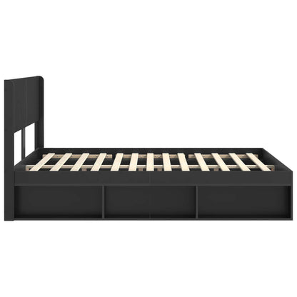 Bed Frame with Storage and Headboard Black 150 x 200 cm