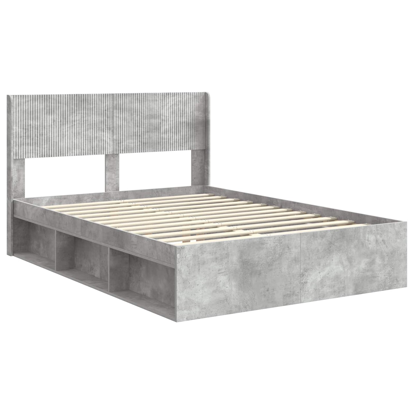 Bed Frame with Storage and Headboard Concrete Grey 140 x 200 cm