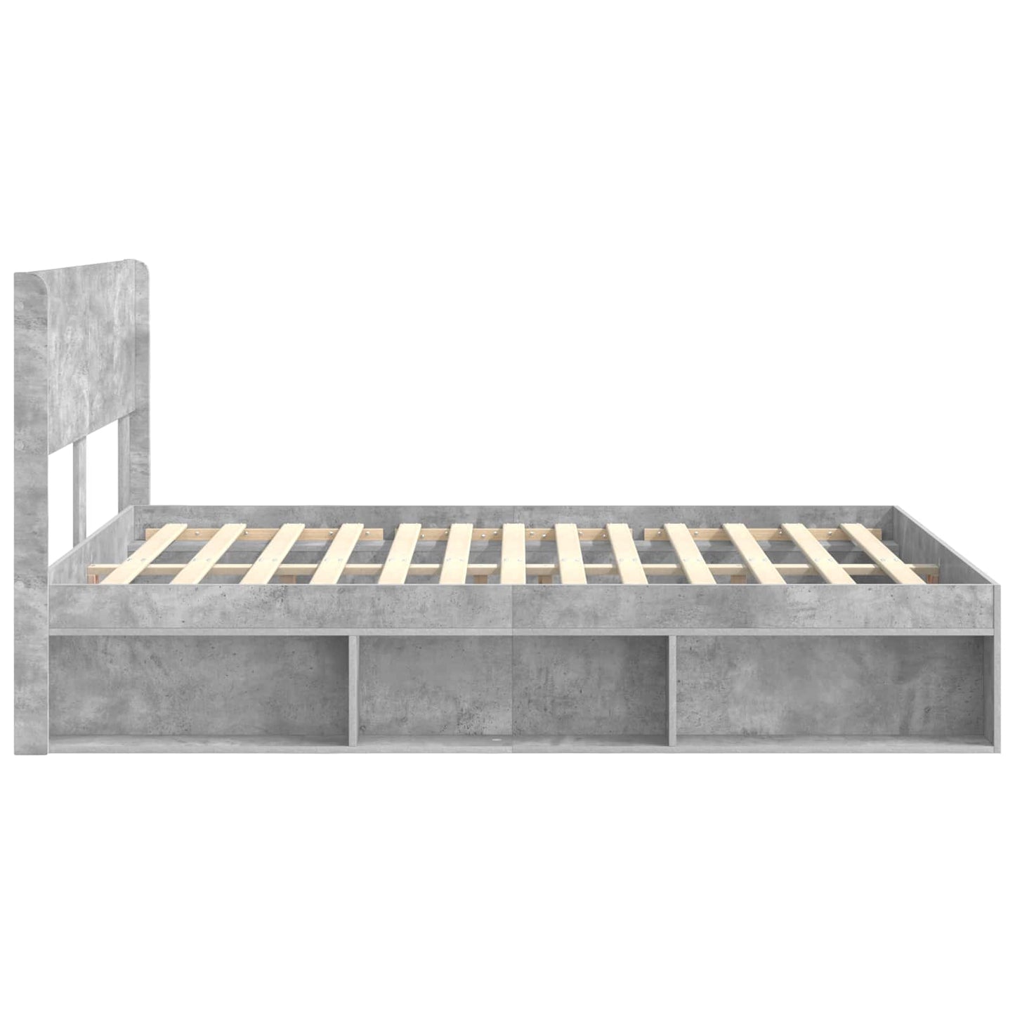 Bed Frame with Storage and Headboard Concrete Grey 140 x 200 cm