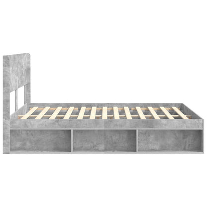 Bed Frame with Storage and Headboard Concrete Grey 140 x 200 cm