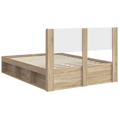 Bed Frame with Storage and Headboard Sonoma Oak 140 x 190 cm