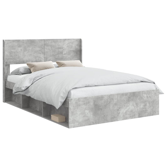 Bed Frame with Storage and Headboard Concrete Grey 140 x 190 cm