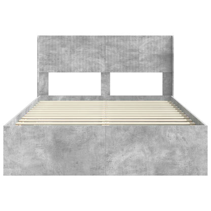 Bed Frame with Storage and Headboard Concrete Grey 140 x 190 cm