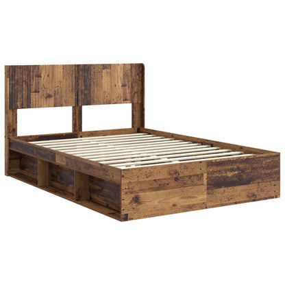 Bed Frame with Storage and Headboard Old Wood 140 x 190 cm