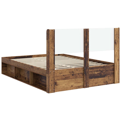 Bed Frame with Storage and Headboard Old Wood 140 x 190 cm