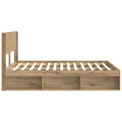 Bed Frame with Storage and Headboard Artisan Oak 140 x 190 cm
