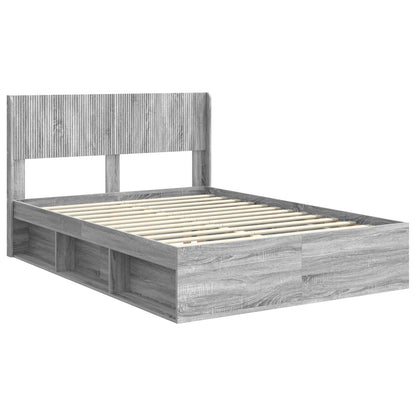 Bed Frame with Storage and Headboard Grey Sonoma 135 x 190 cm
