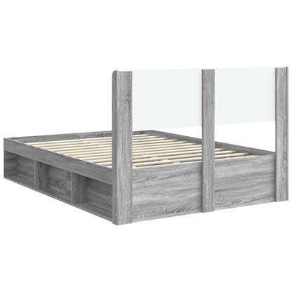 Bed Frame with Storage and Headboard Grey Sonoma 135 x 190 cm