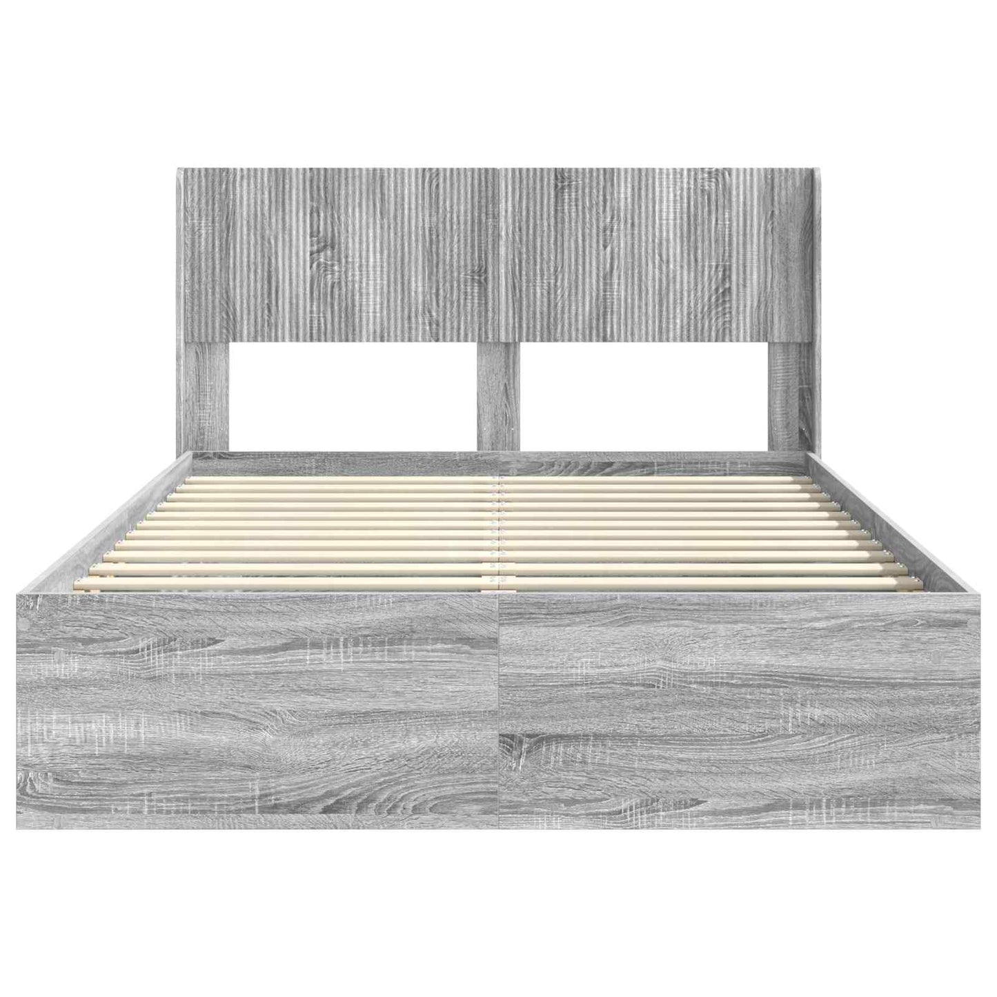 Bed Frame with Storage and Headboard Grey Sonoma 135 x 190 cm