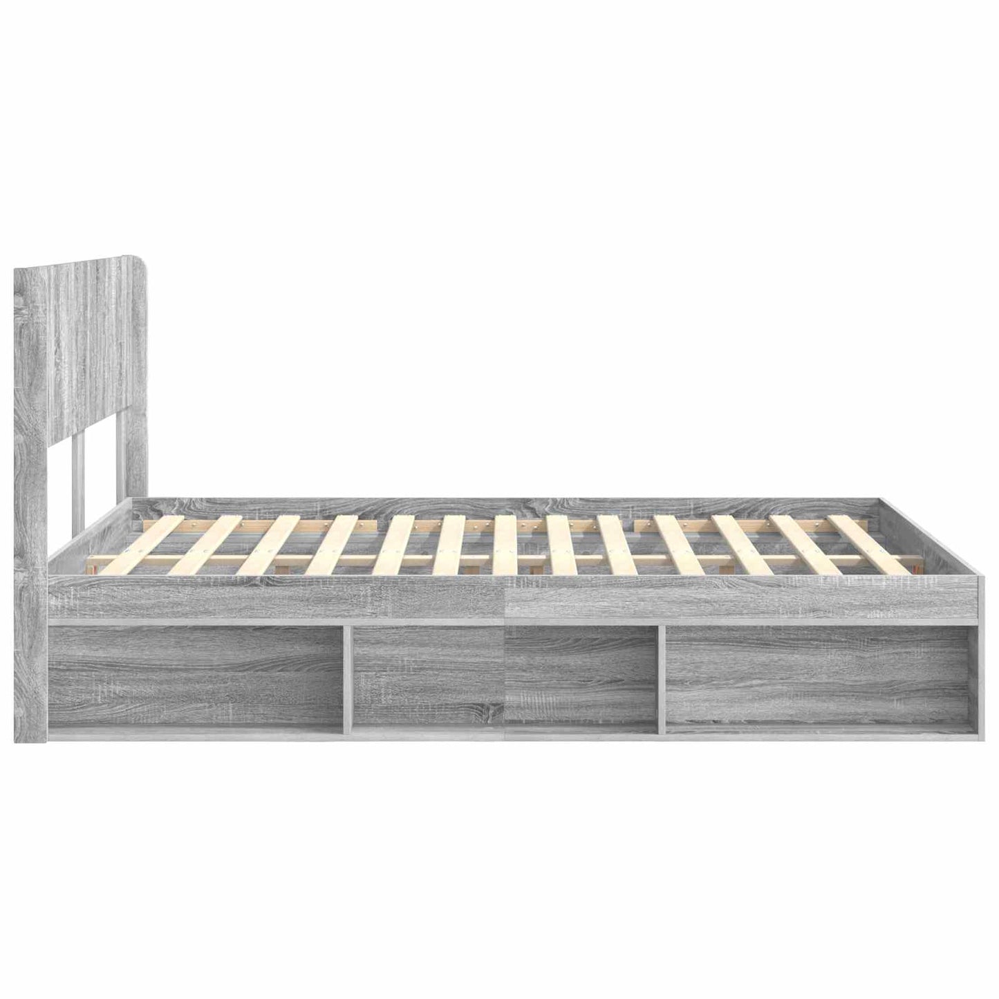 Bed Frame with Storage and Headboard Grey Sonoma 135 x 190 cm